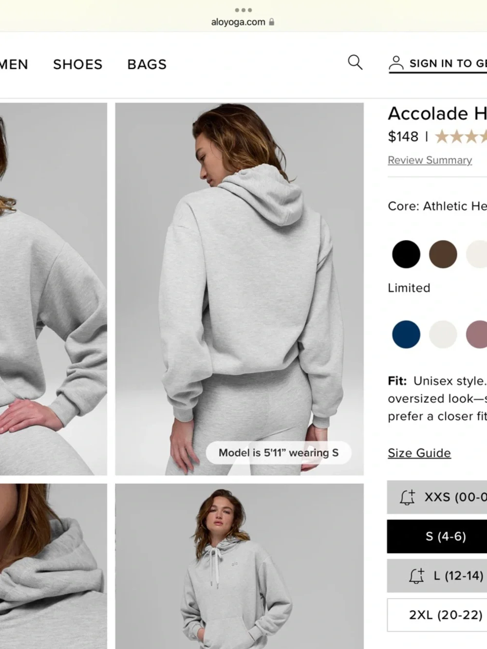 ALO Yoga Light Gray Accolade Hoodie Sweatshirt - Picture 1 of 8